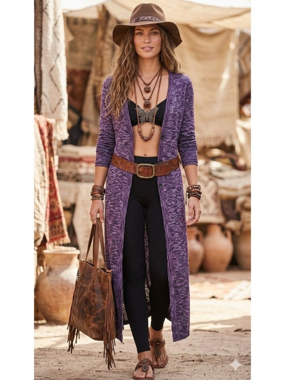 Boutique Forever 21 Stretch Long Purple Cardigan S - Picture 1 of 11